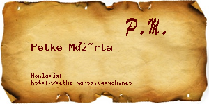Petke Márta névjegykártya